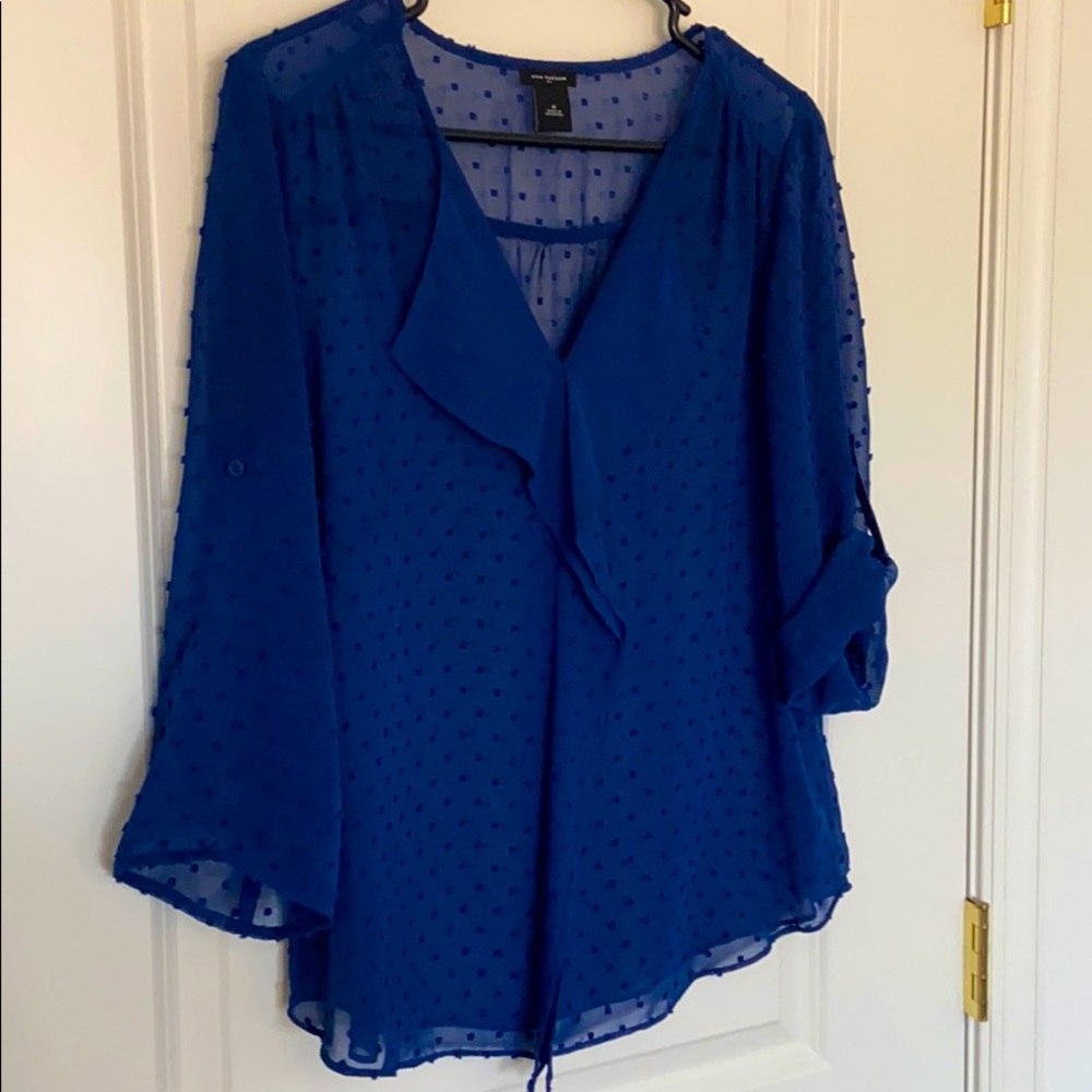 Top/blouse sheer ruffle color